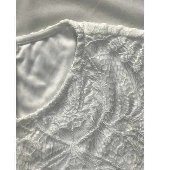 White Elegant Dress Scallop Trim, Zipper Closure Long Sleeve Short, Mini, Lace - Picture 8 of 16